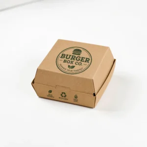 Custom takeout boxes for burger packaging with printed logo design