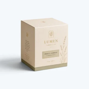 Custom candle boxes wholesale with printed cardboard packaging, gold logo design, and premium candle box finish