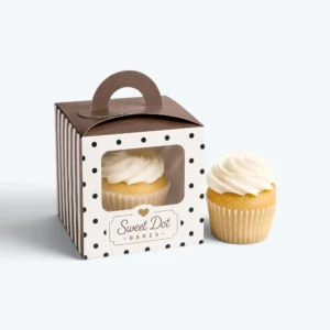 custom cupcake boxes with window and handle for single cupcake packaging