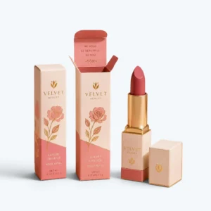 Compact lipstick cartons designed for clear cosmetic product labeling