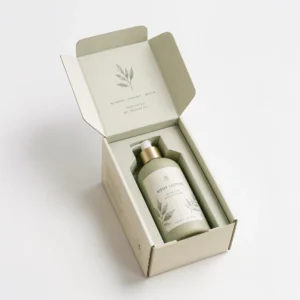 Custom lotion boxes with open packaging and secure product insert