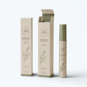 Custom mascara boxes with printed cardboard packaging and matching mascara tube
