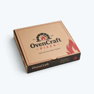 Custom pizza boxes in kraft cardboard with printed logo design