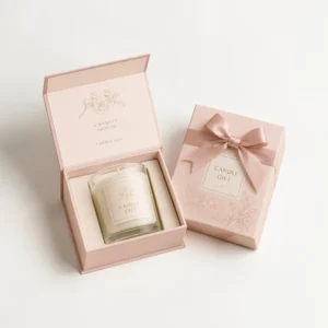 Custom candle gift boxes with printed floral design and elegant candle gift packaging