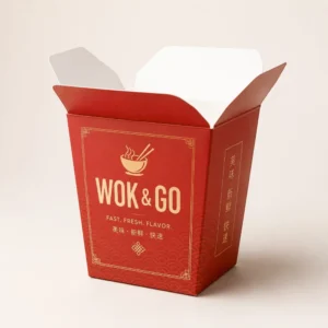 Custom Chinese take out boxes with red printed logo design