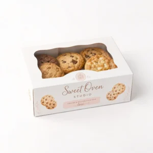 custom cookie boxes with window and printed bakery design