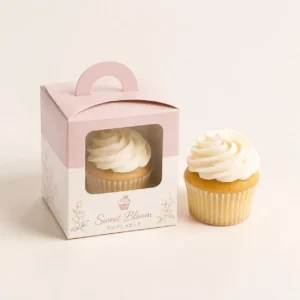 custom cupcake boxes with printed design for single cupcake packaging