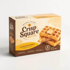 Custom waffle boxes with full-color printed design for retail waffle packaging