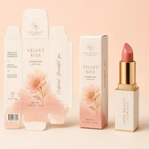 Custom lipstick boxes with folding carton dieline and luxury lipstick packaging