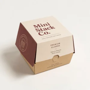 Gourmet burger boxes for slider burgers and mini packaging