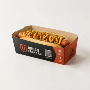 Custom hot dog trays with logo for branded food service
