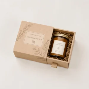Custom candle gift boxes in kraft drawer style for natural candle gift packaging