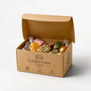 Custom sweet boxes in kraft paperboard with eco-friendly printed packaging design