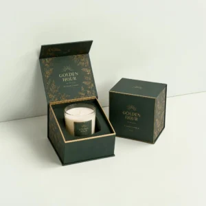 Custom candle gift boxes in luxury rigid style with premium candle insert packaging