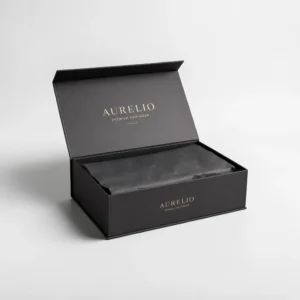 Custom shoes boxes in luxury rigid black design with tissue paper and gold logo