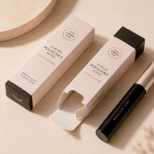 Custom mascara boxes in reverse tuck end style with mascara tube