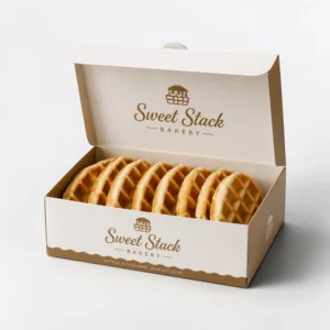 Custom waffle boxes with logo printing and premium bakery waffle packaging