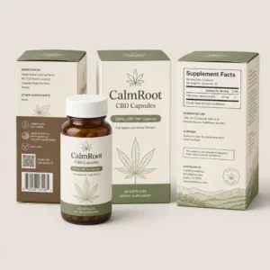CBD capsule packaging with custom printed boxes and capsule bottle for supplements