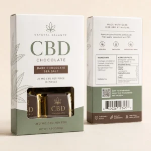 CBD chocolate packaging with window box design for edible chocolate assortments