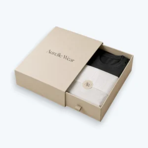 Luxury apparel boxes with sliding drawer style packaging for premium clothing presentation