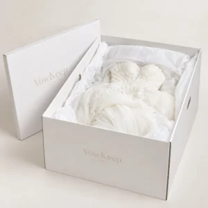Wedding dress storage boxes with tissue paper for bridal gown protection