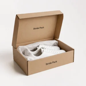 Shoe boxes for shipping made from kraft cardboard for white sneakers
