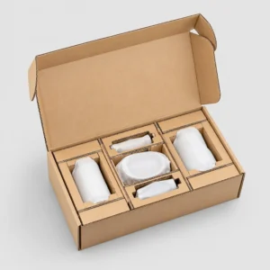 Custom cardboard box inserts in a corrugated shipping box for secure product protection