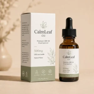 CBD oil boxes displayed with branded CBD oil bottle for professional retail packaging