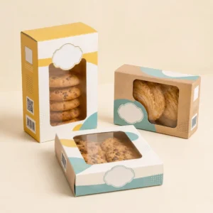 Custom Window Boxes with custom cookie boxes with window for bakery packaging