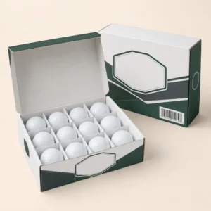 Custom golf ball box with inserts for 12-ball packaging and premium retail presentation