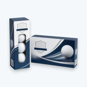 Custom golf ball boxes with logo-style printing and window packaging for branded golf ball display