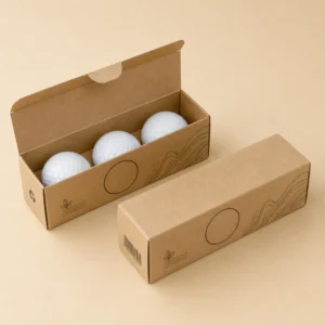 Custom golf ball sleeves in kraft paperboard for eco-friendly 3-ball golf packaging