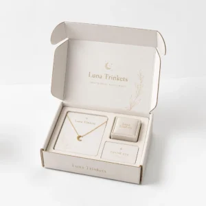 Small mailer boxes for jewelry packaging with inserts and logo printing