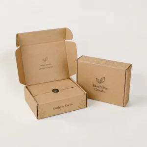 Custom printed mailer boxes in kraft material with logo for recyclable packaging