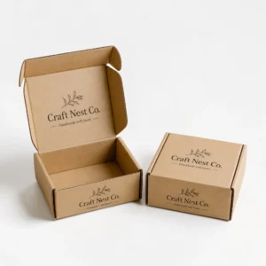 Small mailer boxes in kraft cardboard with logo printing for handmade products