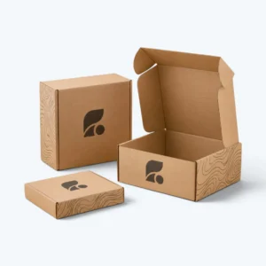 Custom logo shipping boxes with kraft corrugated material and printed brand logo