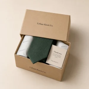 Tie boxes for custom necktie packaging with branded kraft design