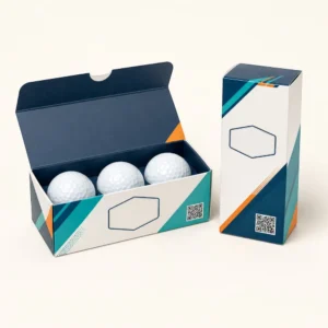 Custom printed golf ball boxes with logo area and colorful retail packaging design
