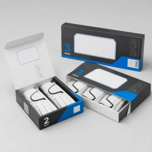 Custom golf glove packaging designed for retail display, hanging presentation, and branded sports accessories. This packaging style supports window cut-outs, logo placement, barcode areas, and protective paperboard glove boxes.
