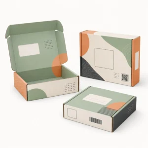 Custom printed ecommerce boxes with colorful branded shipping box artwork