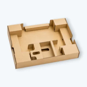 Custom shipping box inserts made from corrugated cardboard with protective supports for secure product fit
