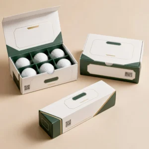 Golf ball packaging boxes with inserts for 6-ball and sleeve-style custom printed packaging