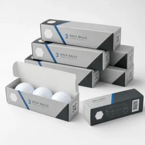 Golf ball sleeve packaging for 3-ball sets with custom printed retail box design