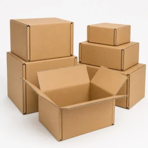 Heavy duty double wall shipping boxes with visible corrugated edges