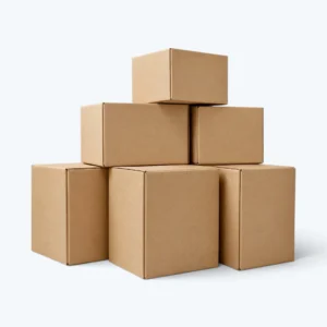 Heavy duty shipping boxes stacked in kraft corrugated material