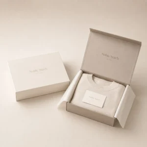 Luxury apparel boxes with sweater and tissue paper for elegant apparel packaging