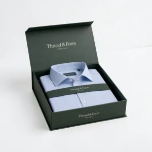 Rigid apparel boxes with premium green packaging for folded formal shirt
