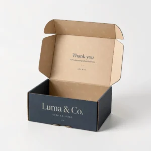 Custom printed mailer boxes with inside printing and logo branding for small business packaging