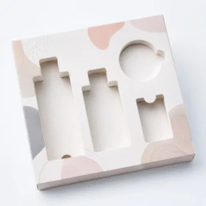 Custom printed paperboard inserts with die-cut slots for cosmetic and skincare product packaging