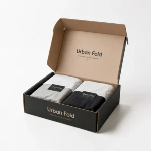 Custom boxes for shirts with open mailer packaging for folded apparel
